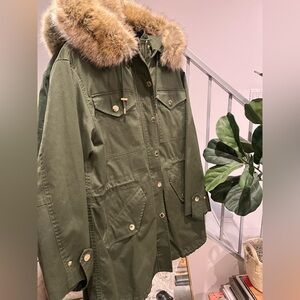 Michael Kors Green winter coat with fur hood